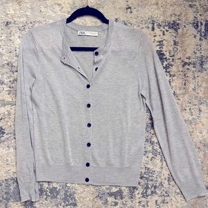 Zara fine knit grey marl cardigan size Small.